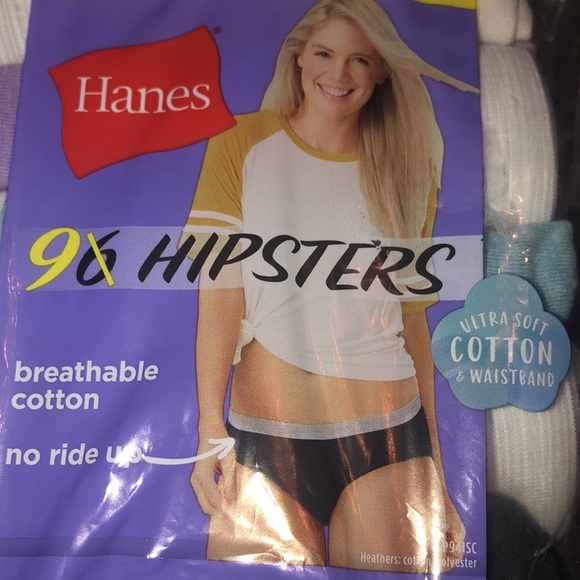 NWT Hanes - hipsters breathable cotton . No ride up sz 8 - Picture 5 of 7